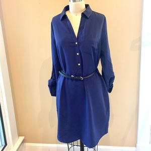 Blue Shirt Dress with Belt